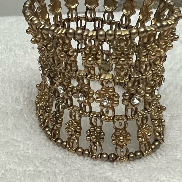 Beautiful gold crystal elastic bracelet boho Egyptian vibe beach coastal! - Picture 6 of 7